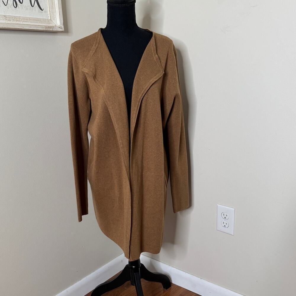 J.Crew Cardigan Sweater Open Front Longline Blazer Tan Size L